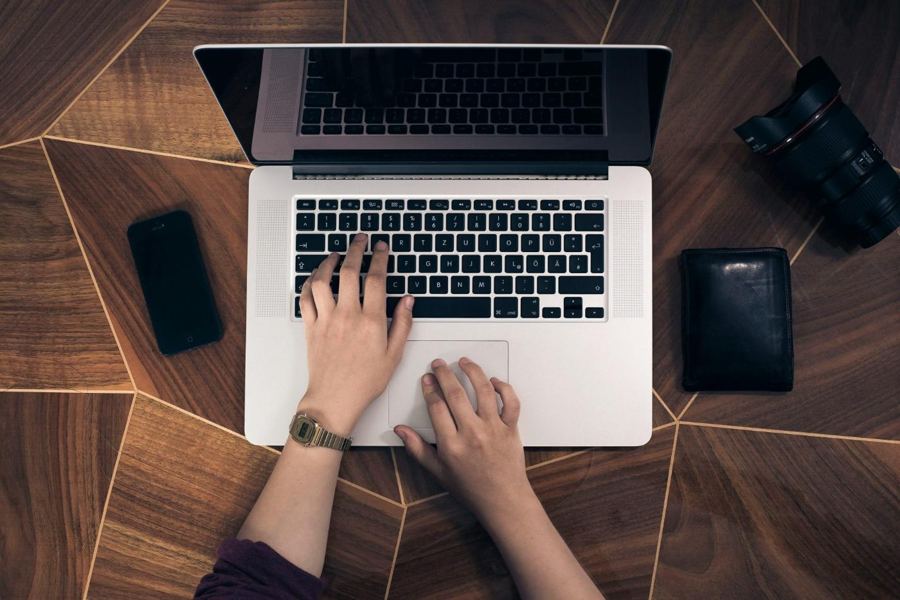 Person working at a laptop